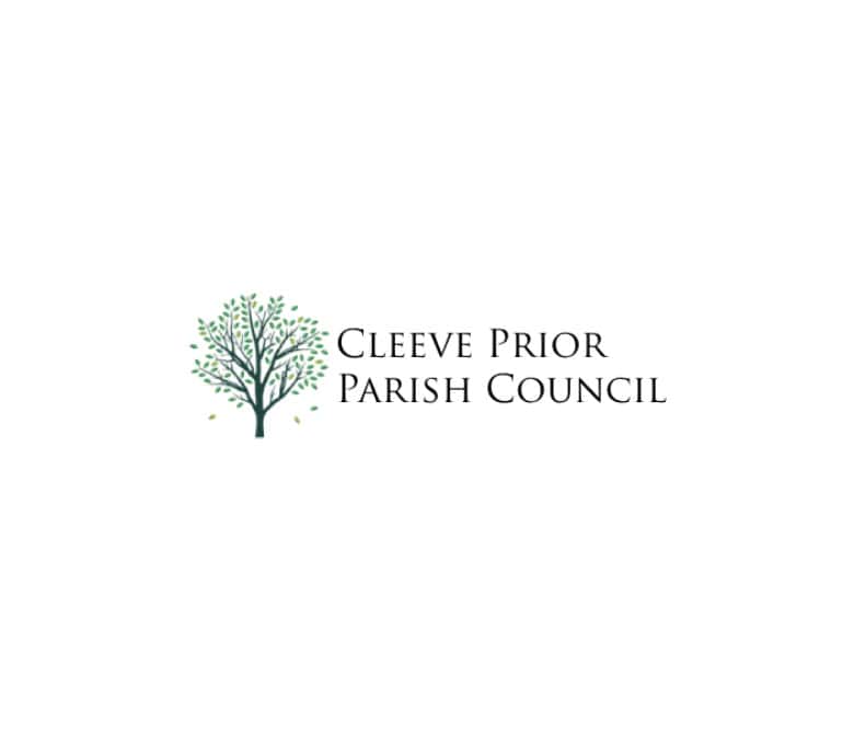 Cleeve Prior Parish Council logo with a green tree graphic on a white background.